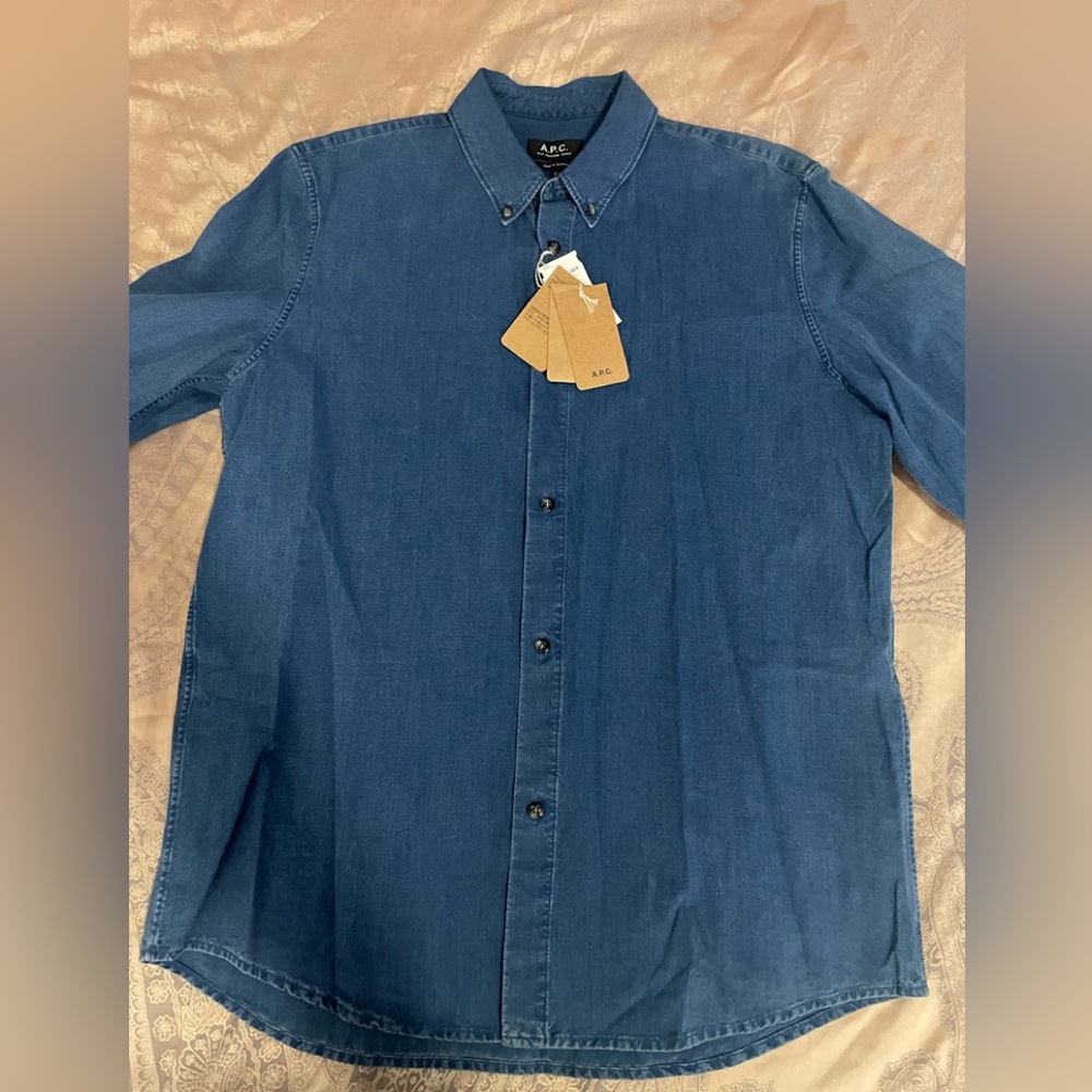 A.P.C Denim Blue Shirt Sz XL NWT